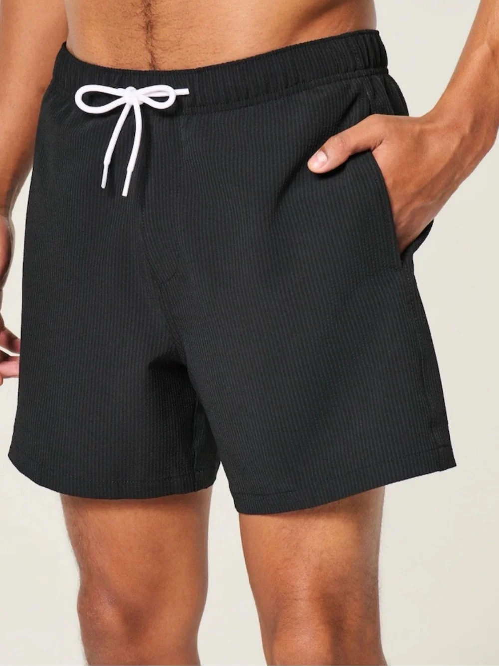Hollister Black Seersucker Swim Shorts | XS | Stretch | NWOT